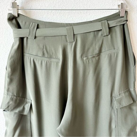L'AGENCE Roxy Paperbag Cargo Pant in Army Green Size 8 - Picture 7 of 10
